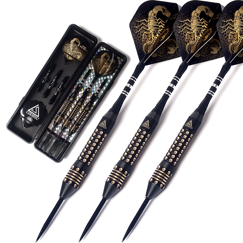 CUESOUL Black Scorpion 24 Grams Steel Tip Darts Unique Styles Brass Barrels Durable Shafts Flights Case Portable Darts Set(HX-SL-F3201)
