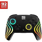 Turtle Beach Afterglow Wave Wireless RGB Gaming Controller - Officially Licensed for Nintendo Switch 2, Nintendo Switch/Switch Lite/OLED - TMR Thumbsticks, Customizable Lighting - Black