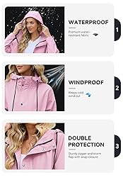 Zando Womens Rain Jacket with Hood - Travel Rain