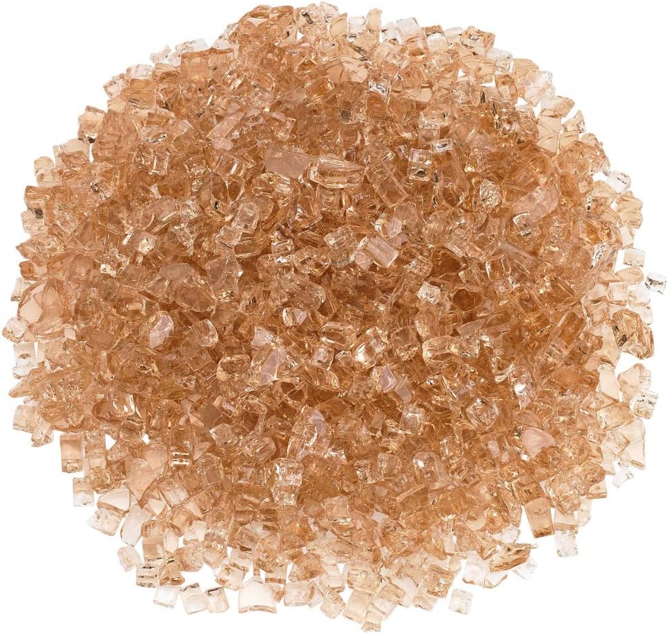 Champagne Blazing Fireglass Classic Fire Glass – Transform The Look of Your Indoor or Outdoor Fireplace, Fire Pit and More with Brilliant Color – Easy to Use, Environmentally Friendly, 1/4”, 20 lbs.