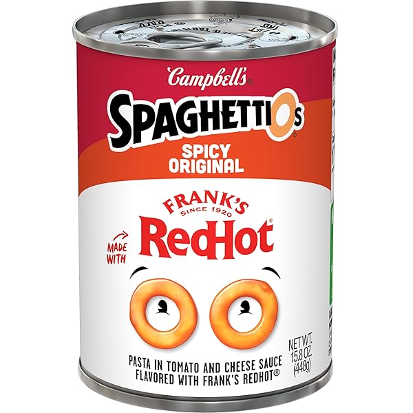SPAGHETTIOS SPICY ORIGINAL MADE WITH FRANK’S REDHOT, CANNED PASTA, 15.8 OZ CAN
