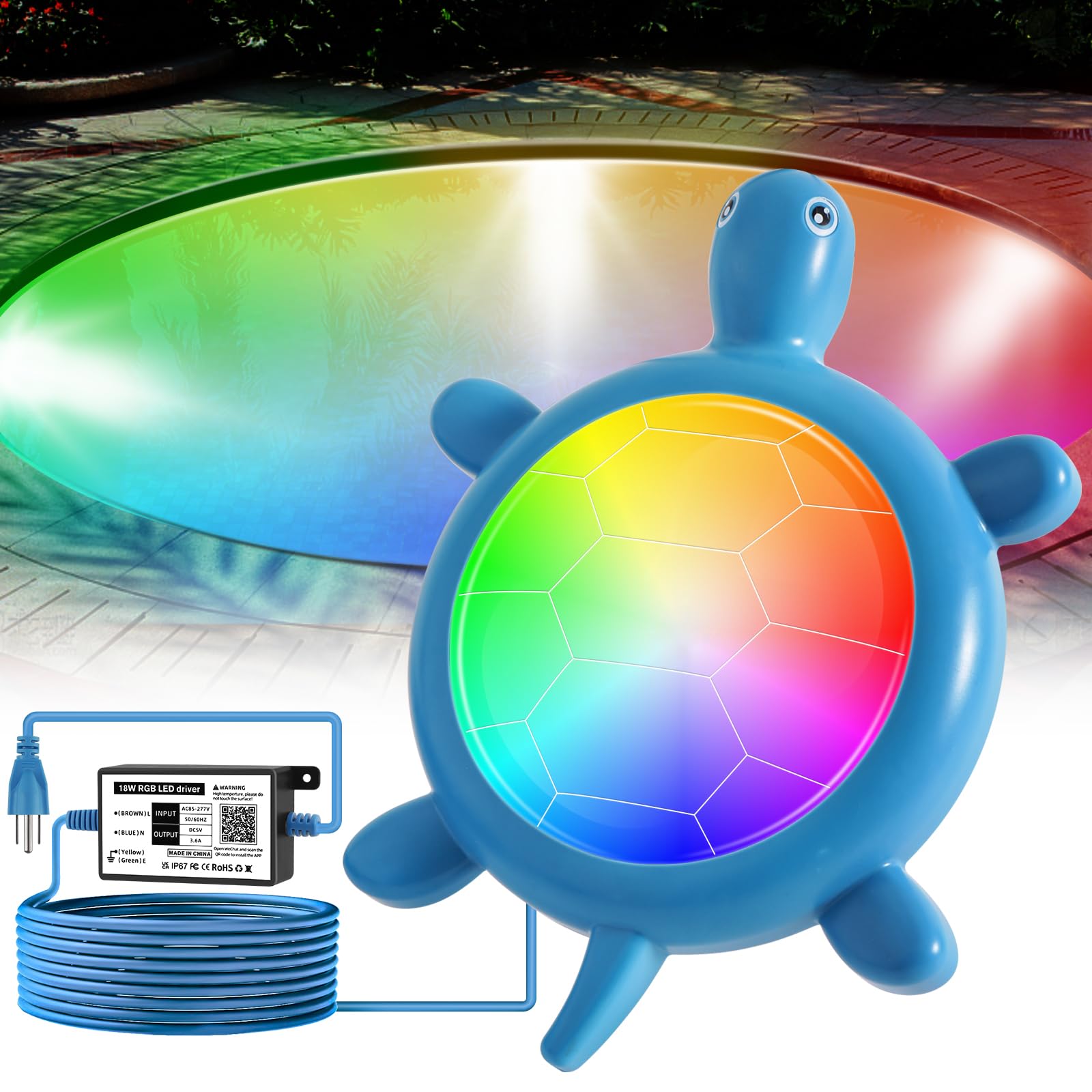 Photo 1 of GCDZFYG LED Pool Light Upgrade, Smart Magnetic Underwater Light with APP Control, IP68 Waterproof