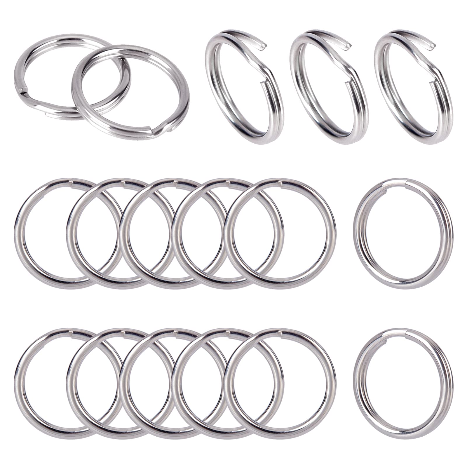PH PandaHall 50pcs Keyring Rings, 2cm Split Rings 304 Stainless Steel Double Loop Jump Rings Double Loop Key Ring for Keychains Car Home Keys Pet ID Rings Pendants Jewellery Making DIY Crafts Lanyards