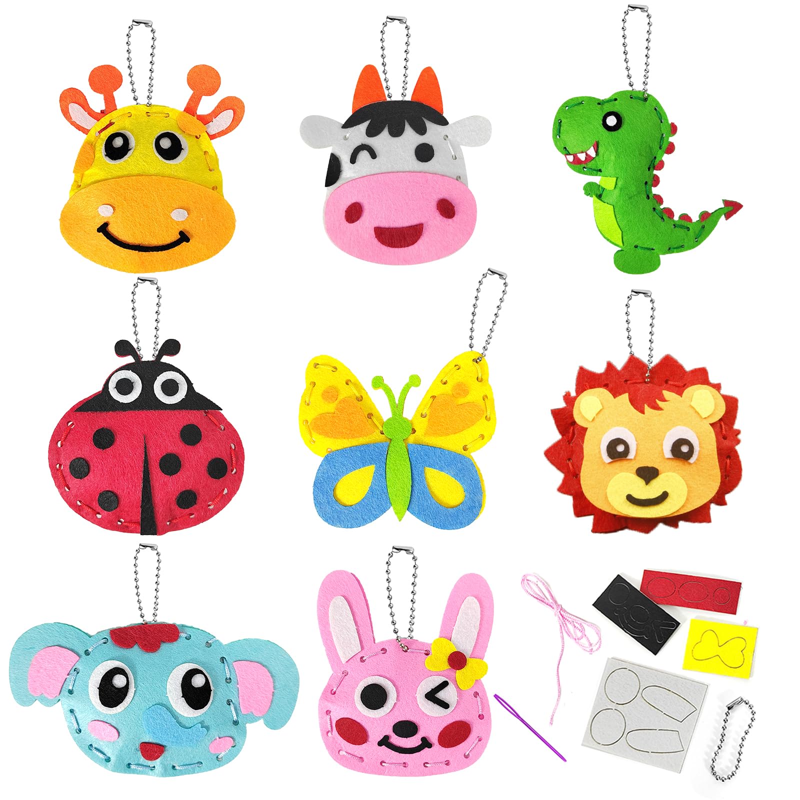 Cosysparks Kids Sewing Kit for Kids, 8 Pcak Felt Sewing Craft Kits for Kid Animal Sewings Kits My First Sewing Kits for Children Educational Sewings Craft Kits for Beginner Girls Boys