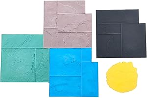 Ashler Notched Slate Concrete Stamp Set by Walttools | Decorative Tile Pattern Polyurethane Texturing Mats, Sturdy, Realistic Detail - 5 Piece (Series 2)