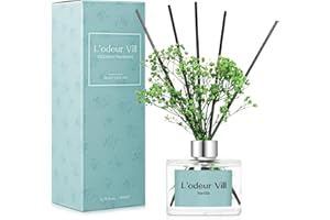 L'odeur Vill Reed Diffuser Set, 6.7 oz(200ml) Vanilla Scented Diffuser with 6 Oil Diffuser Sticks, Home Fragrance Essential Oil Reed Diffuser for Home Large Rooms Bathroom Shelf Decor