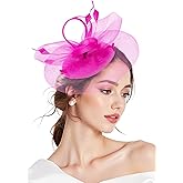 Zando 2025 Fascinators Hats for Women Ken-Tucky Derby Flower Tea Hat Mesh Feathers Headband Hair Clip for Wedding Cocktail
