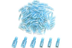 Teansic 100pcs Bullet Connectors Quick Connect & Disconnect Electric Terminals Nylon Fully Insulated Female & Male Bullet Butt Wire Crimp Connector 16-14 AWG