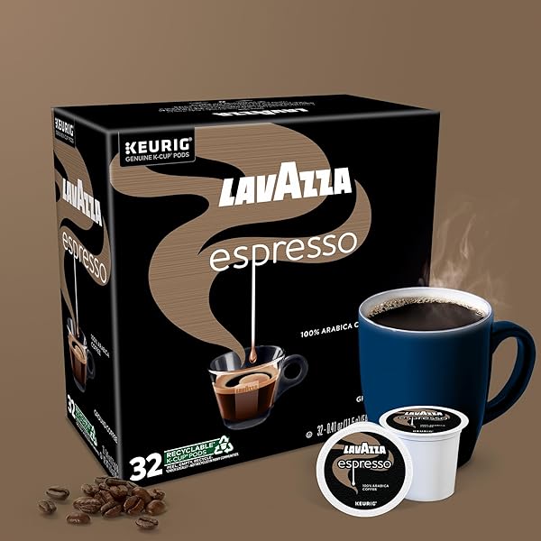 LAVAZZA ESPRESSO, SINGLE-SERVE KEURIG K-CUP PODS, MEDIUM ROAST COFFEE, 32-COUNT BOX