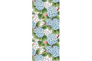NIYANGLE Colorful Hydrangea Stained Glass Window Film 45x100cm Static Cling Pvc Frosted Privacy Film