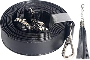 Beaulegan Purse Strap Replacement - Microfiber Leather - 59 Inch Long Adjustable for Crossbody Shoulder Bag - 1 Inch Wide, Black/Silver