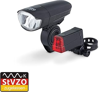 DANSI LED Fahrrad-Batterieleuchtenset, StVZO, schwarz, 44001