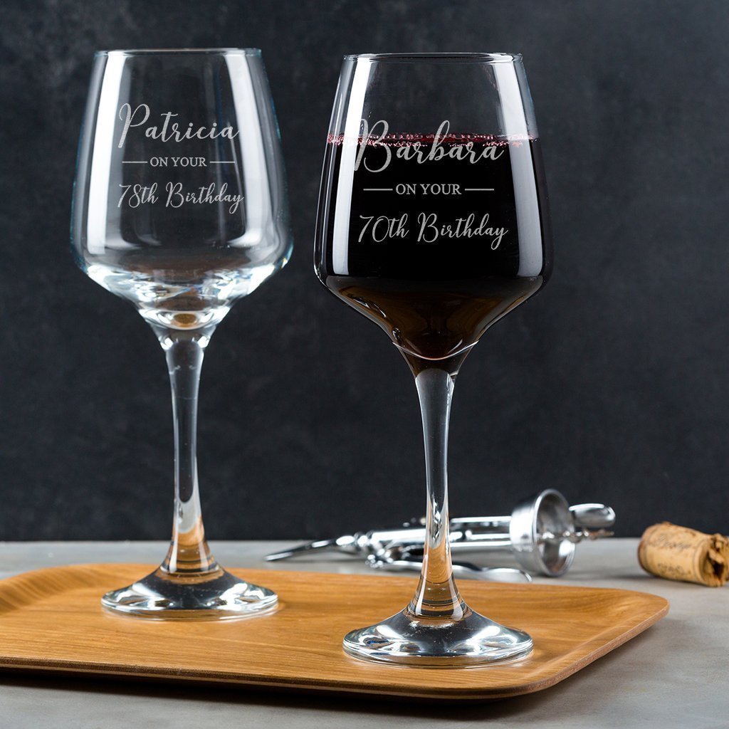 Personalised 70th Birthday Wine Glass/Personalised Wine Gifts For Women