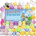 POKONBOY 60 Pack Mochi Squishy Toys Squishies, Cat Panda Unicorn Squishy Mini Kawaii Squishies Birthday Party Favors Cute Animals Stress Relief Toys Carnival Prizes for Kids Boys Girls Adults