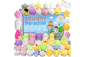 POKONBOY 60 Pack Mochi Squishy Toys Squishies, Cat Panda Unicorn Squishy Mini Kawaii Squishies Birthday Party Favors Cute Animals Stress Relief Toys Carnival Prizes for Kids Boys Girls Adults