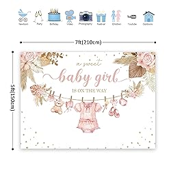 Riyidecor Sweet Girls Baby Shower Backdrop Boho