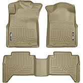 Husky Liners Weatherbeater Floor Mats | Fits 2005-2015 Toyota Tacoma Double CAB ONLY (Footwell Coverage) | Front & 2nd Row, 3-pc Tan - 98953