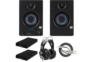 PreSonus Eris 3.5 3.5-Inch Low-Frequency Driver Media Reference Monitor with RF Interference with Full-Sized Headphones, Isolation Pads and Breakout Cable
