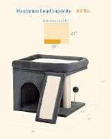 Aechonow Cat Tree Tower Large Cat Perch 50x40cm Sisal Scratching Dark Gray view 6