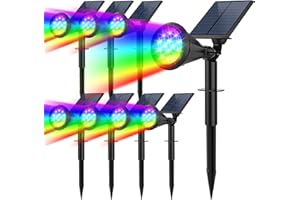 Fratink Solar Spot Lights Outdoor Color Changing, 7 Modes/14 LED Outdoor Solar Lights for Yard, Waterproof RGB Multicolor Solar Landscape Spotlights Auto On/Off for Flood, Yard, Tree, Pathway, 8 Pack