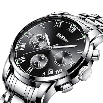 BIDEN Watches, Mens Watches Luxury Business Fashion Chronograph Stainless Steel Waterproof Classic Analog Quartz�