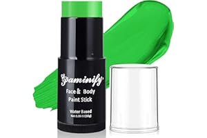 Paminify Light Green Face Paint Stick,Water-Based Lime Green Body Paint Stick,Washable Face Painting for Monster Frankenstein Witch Elphaba Costume,Halloween SFX Makeup Paint for Cosplay,1.06 OZ