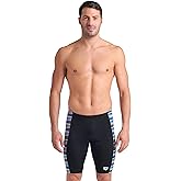 Arena Mens Arena Performance Men's Racing Stripe Swim Jammer Knee-Length Training Bathing Suit