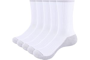 YUEDGE Women's Gym Training Athletic Socks, Moisture Wicking Terry Cushioned Casual Everydya Work Crew Socks For Women