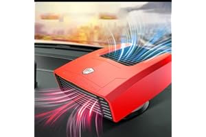 LARDERGO Portable Car Heater for Window Defroster Demister, 2 and 1 Hot and Thermal Cooling Fan Ceramic 12 V Plug-in Cigarette Lighter for Car - Red