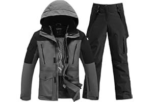 YEEFINE Men's Ski Suit Waterproof Snowsuits Two Piece Snowboard Jacket and Pants Set Outdoor Winter Snow Suits Windproof