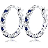 IUITY S925 Sterling Silver Earrings Hoop and Stud Sets for Women Trendy 14K White Gold Plated Hypoallergenic Cubic Zirconia Hoops Cute Lightweight Earrings Jewelry Birthday Gifts for Mom Girls