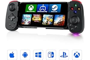 COOLAADO Bluetooth Mobile Game Controller for iOS & Android, Wireless Retractable Gaming Gamepad Handheld Joystick - Turn Your Phone into a Gaming Console! Support Xbox/PS/Switch/PC/Steam (Black)