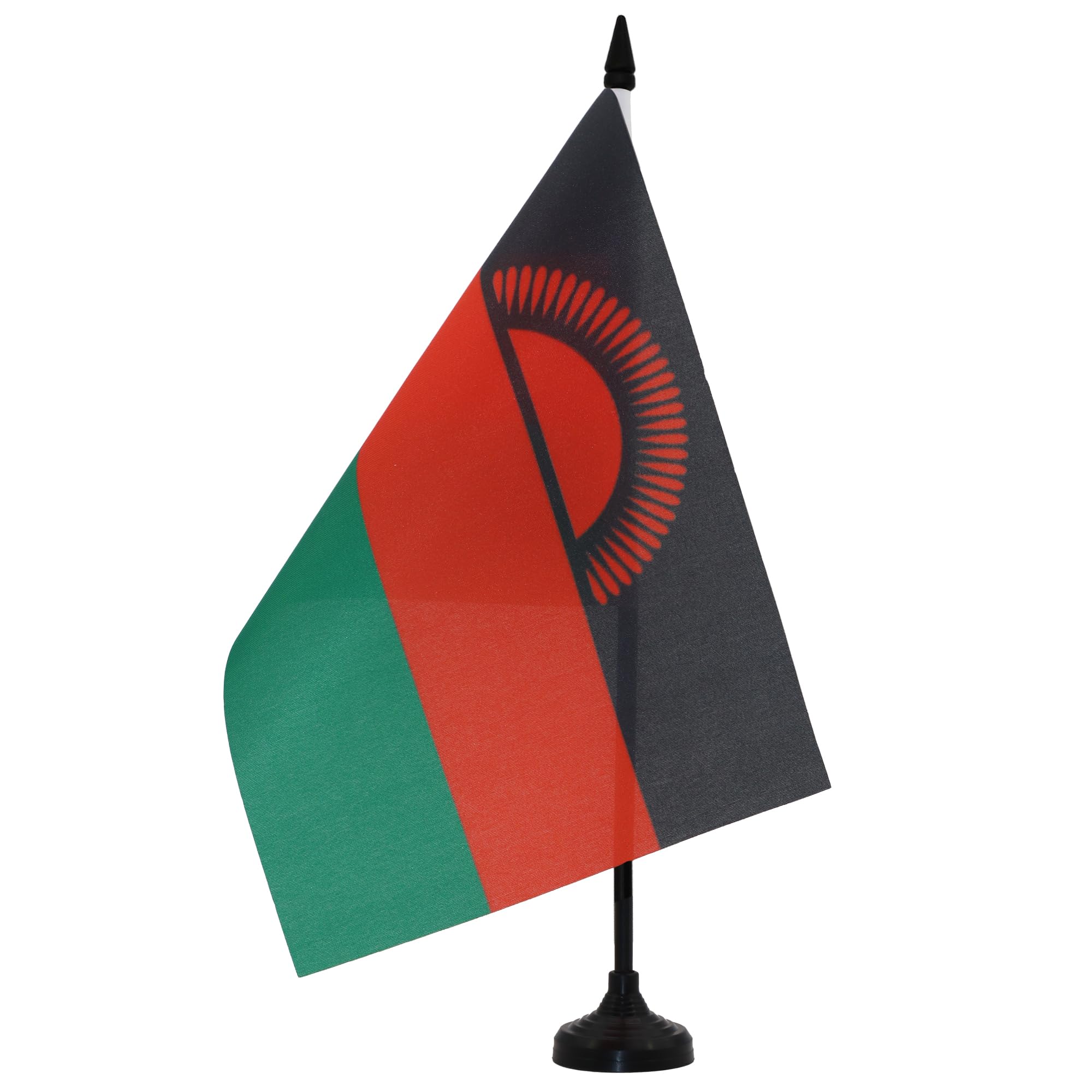 AZ FLAG Malawi Table Flag 5'' x 8'' - Malawian Office Decoration 100% Polyester 21 x 14 cm - Mini Desk Flag with Pole and Black Plastic Base — image 1
