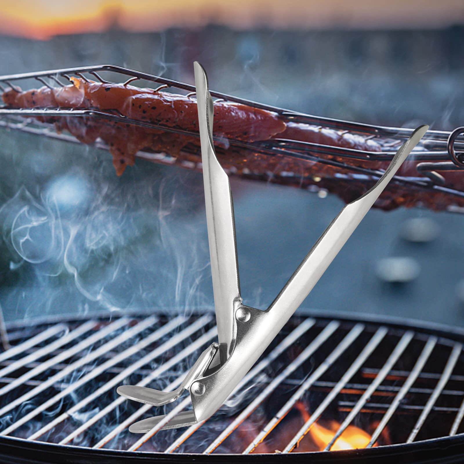 Quantfire Grill Grate Lifter Gripper, Stainless Steel Grate Grabber