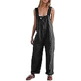 Fdakg Women's Denim Overalls Casual Loose Fit Wide Leg Jumpsuit Zipper Sleeveless Bib Overalls Jeans with Pockets