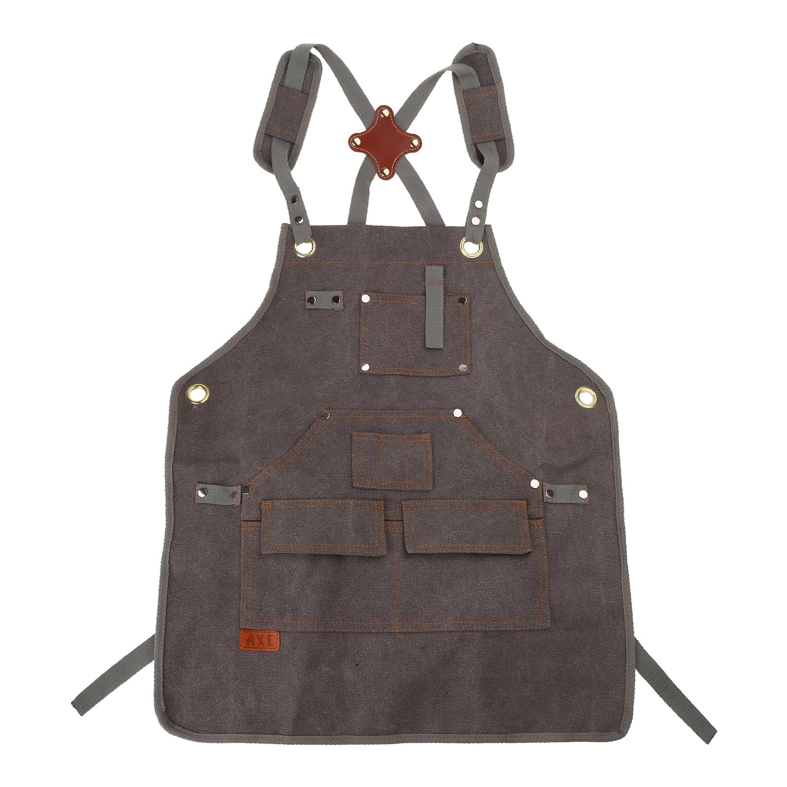 S-TROUBLE Children Durable Goods Heavy Duty Waxed Unisex Work Apron with Tool Pockets Cross-Back Straps Adjustable For Woodworking Painting