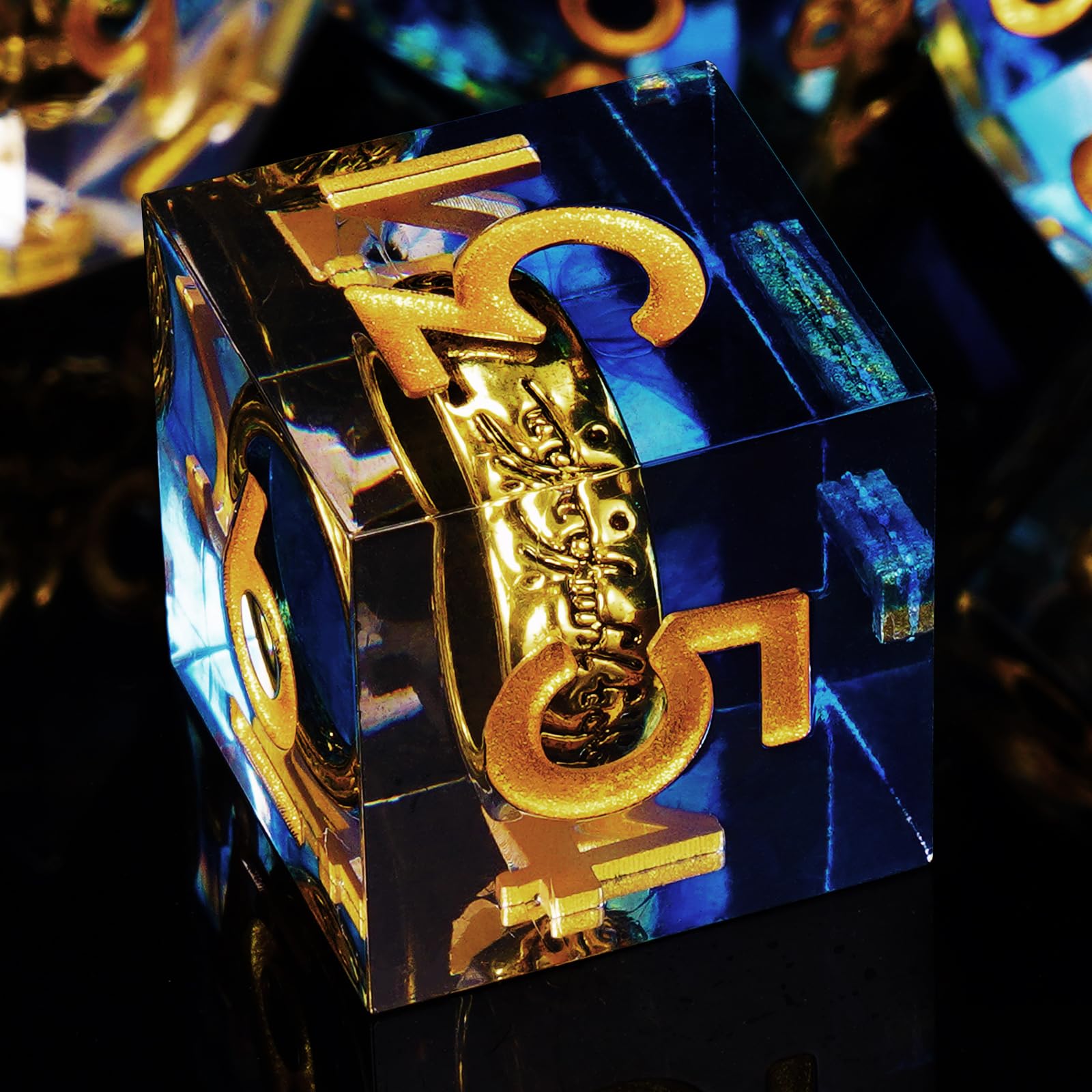 ORUZA 7 PCS Lord Of The Ring DND Dice Set Resin Sharp Edge Dice Polyhedral D&D Dice Set for Dungeons and Dragons RPG MTG Role Playing Game Dice D20 D12 D10 D8 D6 D4 D%