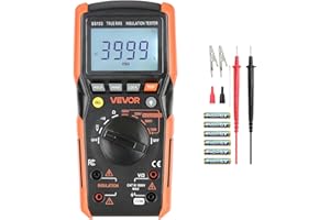 VEVOR Digital Multimeter, 4000-Count TRMS Voltmeter Ohmmeter, 1000V AC/DC Voltage Tester with Switchable Auto/Manual Range fo