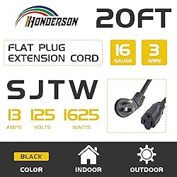 HONDERSON Flat Plug Indoor Extension Cord, UL