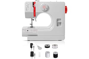 WALLECOM Portable Sewing Machine for Beginners and Kids with 12 Stitch Applications, Dual Speed, and Reverse Stitch- Small Sewing Machine with Foot Pedal, Easy to Use Electric Mini Sewing Machine