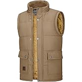 Cotrasen Men's Winter Warm Vests Outerwear Casual Fleece Lined Vest Puffer Sleeveless Jacket