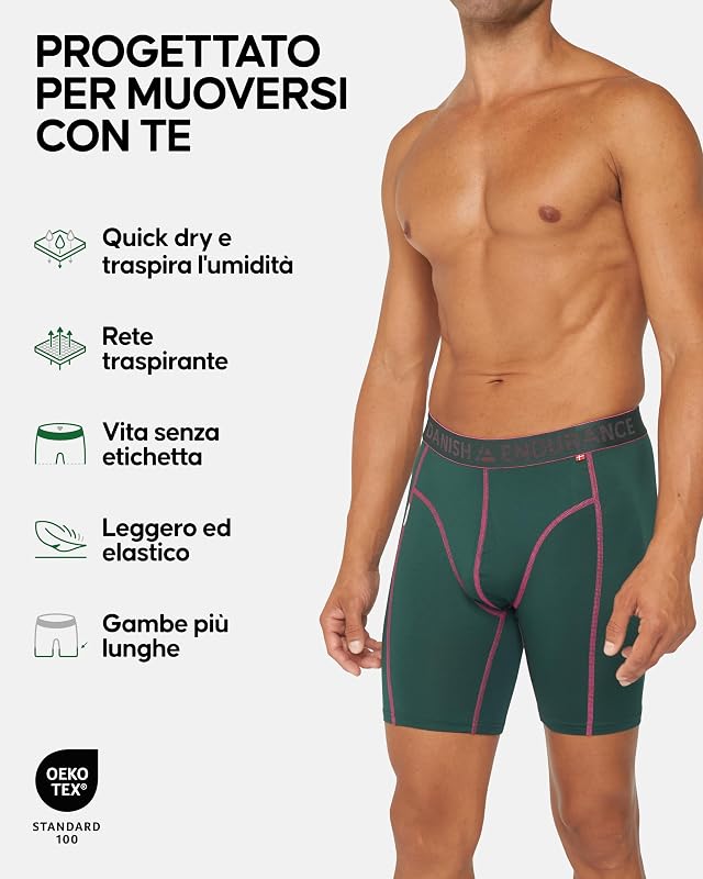 Boxer Uomo Sportivi, 6 Paia, Multicolore (3xnero, 1xNero/Rosso, 1xVerde/Viola, 1xBlu), XL — foto 2 di 6