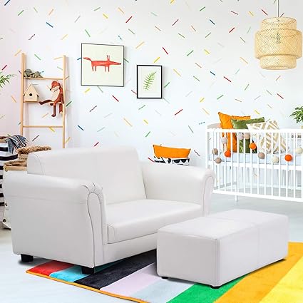 Amazon Com Costzon Children Sofa With Footstool Upholstered
