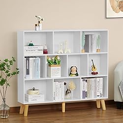 YAHARBO 10 Cube White Bookshelf,3 Tier Book Shelf