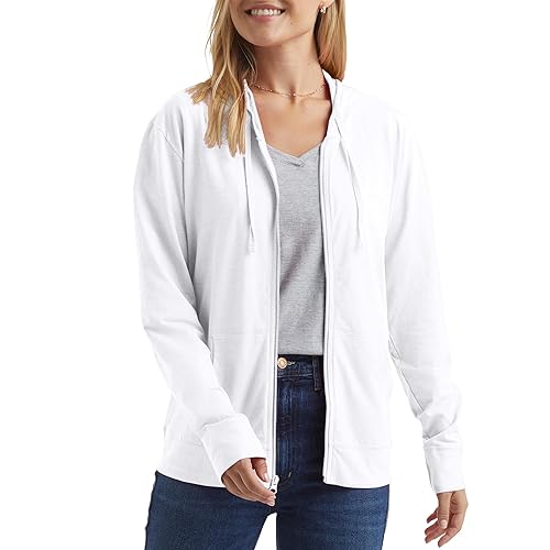 Hanes Womens Slub Knit Full-zip Hoodie, Textured Cotton Zip-up T