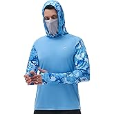 FISHEAL Men's Performance Fishing Hoodie Shirt - UPF 50+ UV Sun Protection Long Sleeve Shirts with Mesh Face Mask