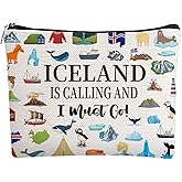 Orhokoyc Iceland Travel Lovers Makeup Bag Souvenir Gift, Iceland Trip Traveler Themed Cosmetic Bag Travel Portable Organizer Bag Pouch Vacation Souvenirs Gifts