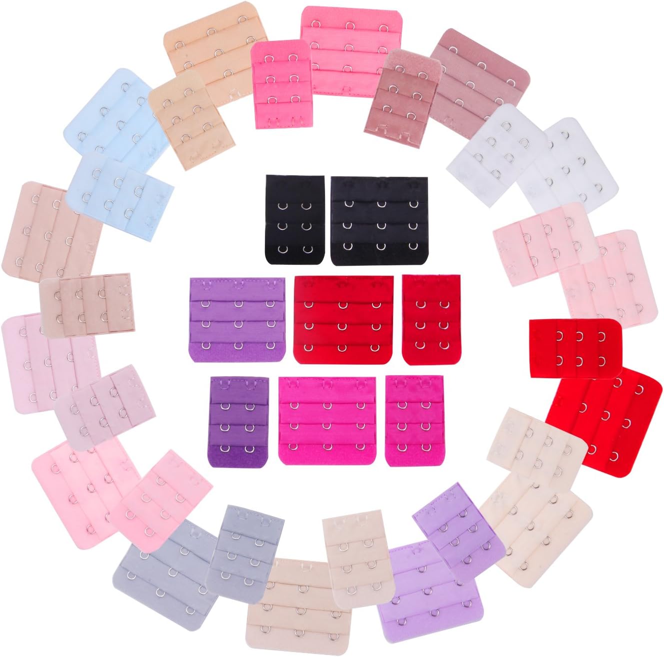 Senkary 40 Pieces Bra Extenders 3 Hooks 2 Hooks Bra Strap Extenders Brassiere Extension Hooks, 20 Colors
