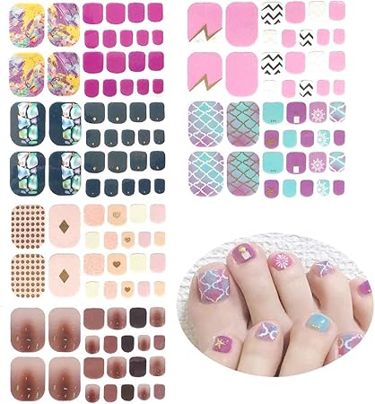 Amazon ネイルシール 足用 Lattcure ネイルステッカー 足 可愛い おしゃれな ネイルファイル付き フルカバータイプ ジェルネイルシール 用貼るだけでジェルネイルが完成 132個 ６枚入り Lattcure シール ステッカー 通販