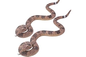 SIENON Realistic Fake Snakes Toy Soft Rubber Snake Figure Garden Snake Scare Birds and Squirrels, 2pcs Rattlesnake Toy Figurines Stress Relief Gag Toys Halloween Decoration Party Favors Prank Props